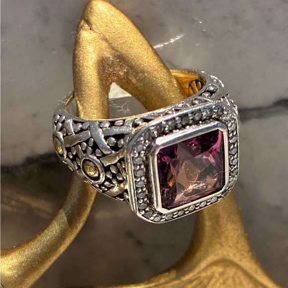 John Hardy Batu Sari Pink Topaz and Diamond Ring, Size 7 - Picture 5 of 8